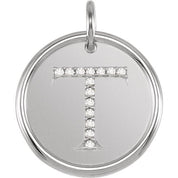 Sterling Silver .07 CTW Natural Diamond Posh Mommy? Initial T Pendant