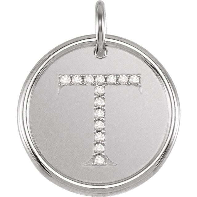 Sterling Silver .07 CTW Natural Diamond Posh Mommy? Initial T Pendant