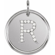 Sterling Silver .07 CTW Natural Diamond Posh Mommy? Initial R Pendant
