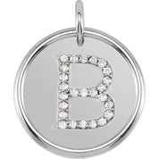Sterling Silver 1/8 CTW Natural Diamond Posh Mommy? Initial B Pendant