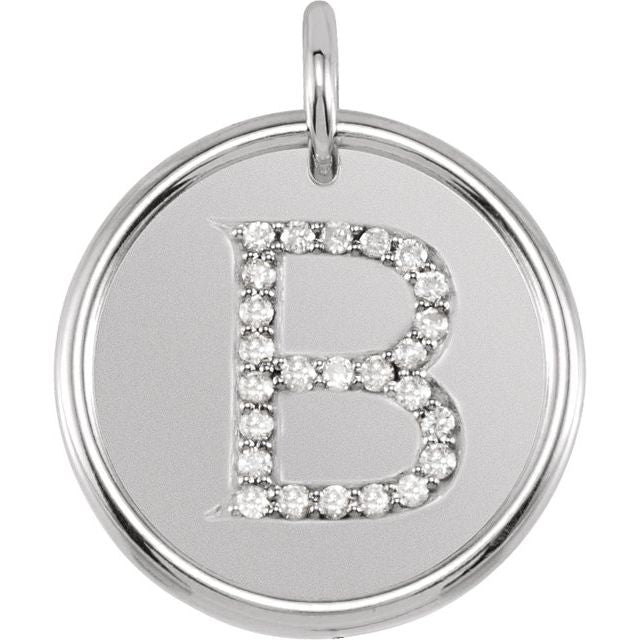 Sterling Silver 1/8 CTW Natural Diamond Posh Mommy? Initial B Pendant