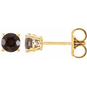 14K Yellow 4 mm Natural Smoky Quartz Stud Earrings