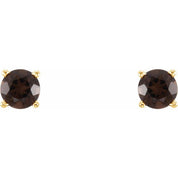 14K Yellow 4 mm Natural Smoky Quartz Stud Earrings