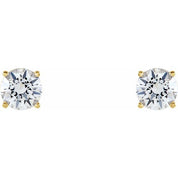 14K Yellow 5 mm Natural White Sapphire Stud Earrings