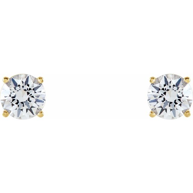 14K Yellow 5 mm Natural White Sapphire Stud Earrings