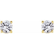 14K Yellow 4 mm Natural White Sapphire Stud Earrings