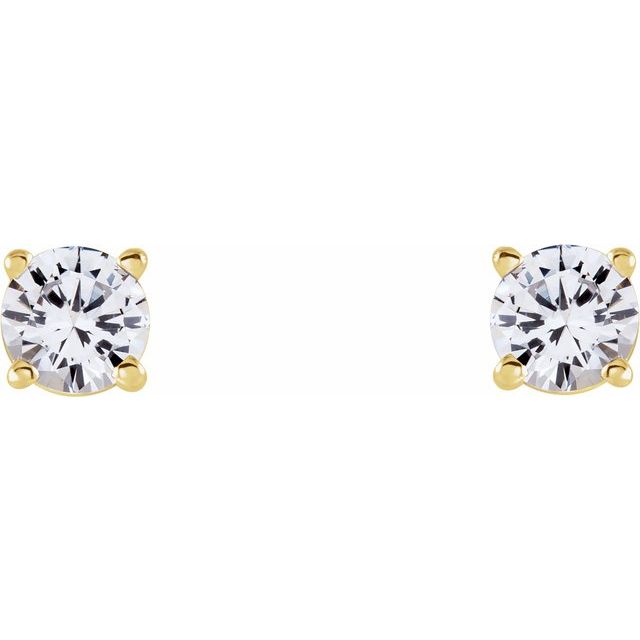 14K Yellow 4 mm Natural White Sapphire Stud Earrings