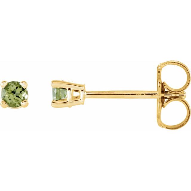 14K Yellow 2.5 mm Natural Peridot Stud Earrings