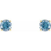 14K Yellow 5 mm Natural Aquamarine Stud Earrings
