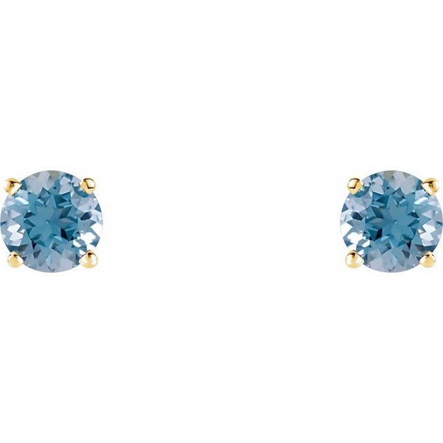 14K Yellow 5 mm Natural Aquamarine Stud Earrings