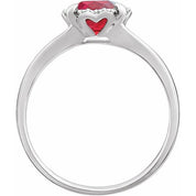 14K White Lab-Grown Ruby & .05 CTW Natural Diamond Ring