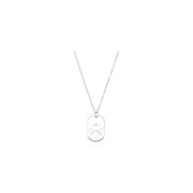 Sterling Silver .025 CT Natural Diamond Dog Tag 18" Necklace