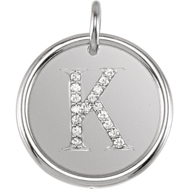 Sterling Silver .08 CTW Natural Diamond Posh Mommy? Initial K Pendant