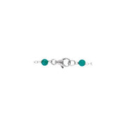 Sterling Silver Cultured White Freshwater Pearl & Natural Turquoise Station 7 1/2" Bracelet