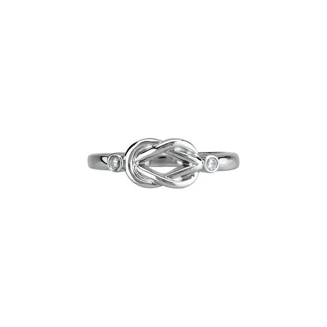 14K White .06 CTW Natural Diamond Knot Ring