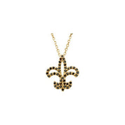 14K Yellow 1/4 CTW Natural Black Diamond Fleur-de-Lis 16" Necklace