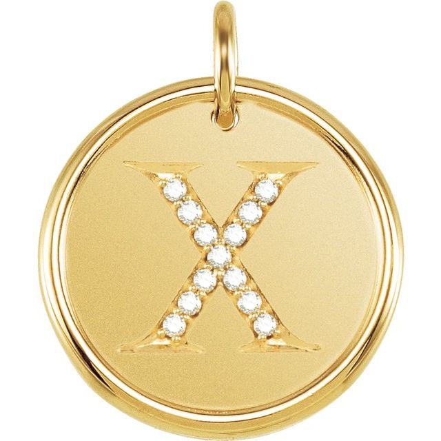 18K Yellow Vermeil .07 CTW Natural Diamond Posh Mommy? Initial X Pendant