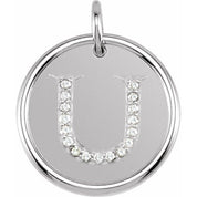 Sterling Silver .08 CTW Natural Diamond Posh Mommy? Initial U Pendant