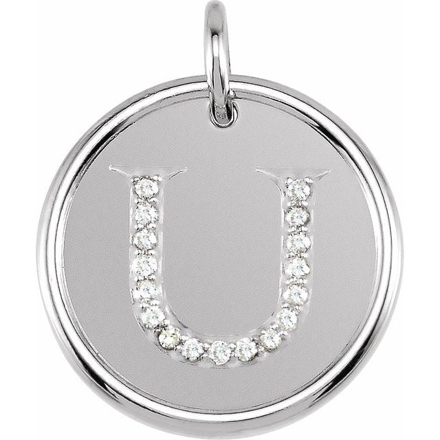 Sterling Silver .08 CTW Natural Diamond Posh Mommy? Initial U Pendant