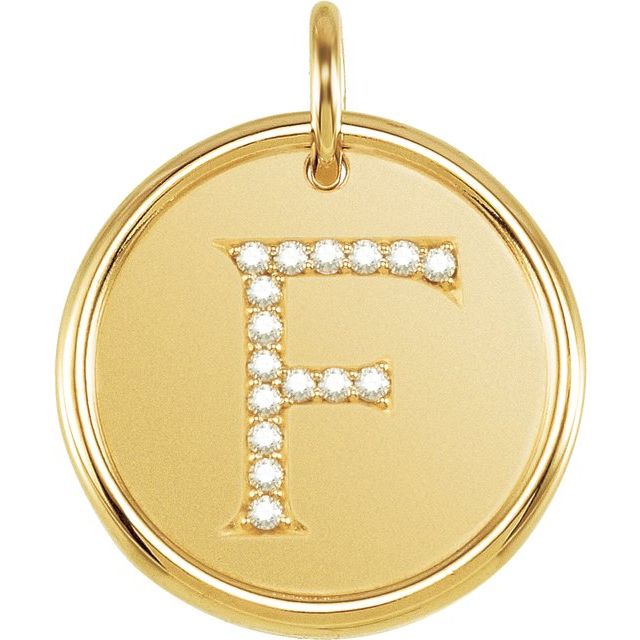 18K Yellow Vermeil .08 CTW Natural Diamond Posh Mommy? Initial F Pendant