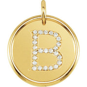 14K Yellow 1/8 CTW Natural Diamond Posh Mommy? Initial B Pendant