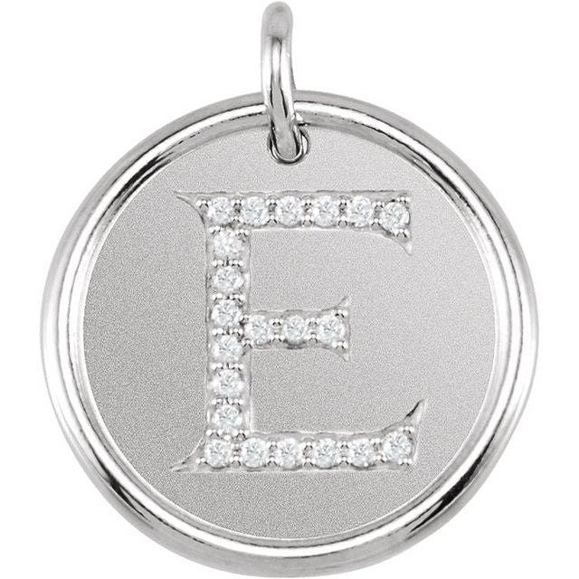 Sterling Silver .08 CTW Natural Diamond Posh Mommy? Initial E Pendant