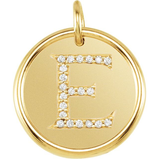 18K Yellow Vermeil 1/10 CTW Natural Diamond Posh Mommy? Initial E Pendant