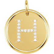 18K Yellow Vermeil .07 CTW Natural Diamond Posh Mommy? Initial H Pendant