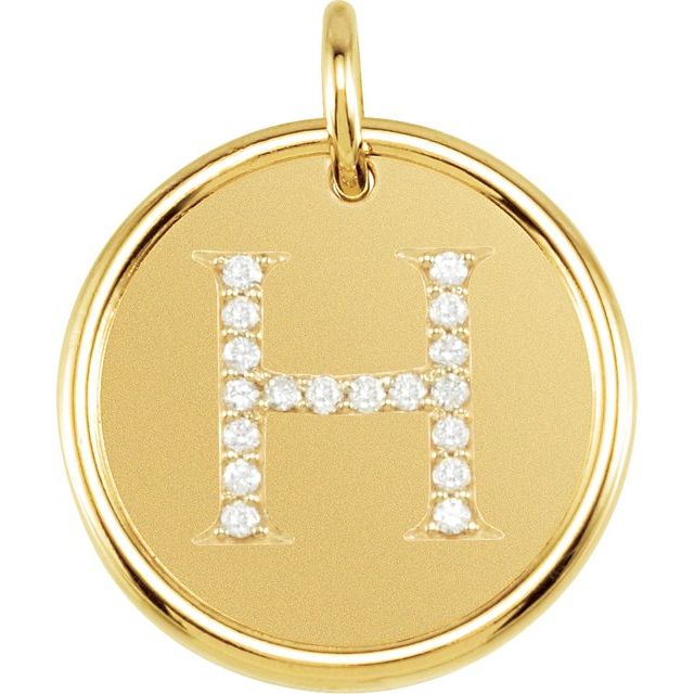 18K Yellow Vermeil .07 CTW Natural Diamond Posh Mommy? Initial H Pendant