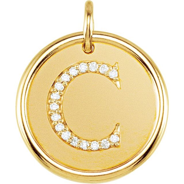 18K Yellow Vermeil .06 CTW Natural Diamond Posh Mommy? Initial C Pendant