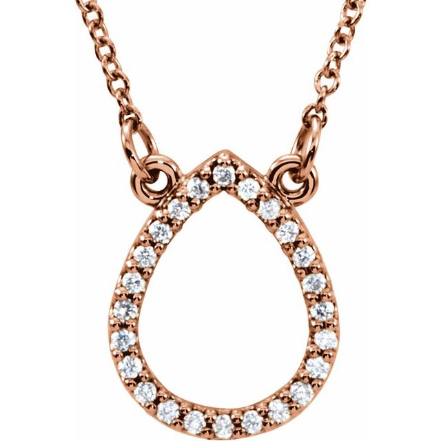 14K Rose 1/10 CTW Natural Diamond Teardrop 16" Necklace