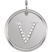 Sterling Silver .07 CTW Natural Diamond Posh Mommy? Initial V Pendant