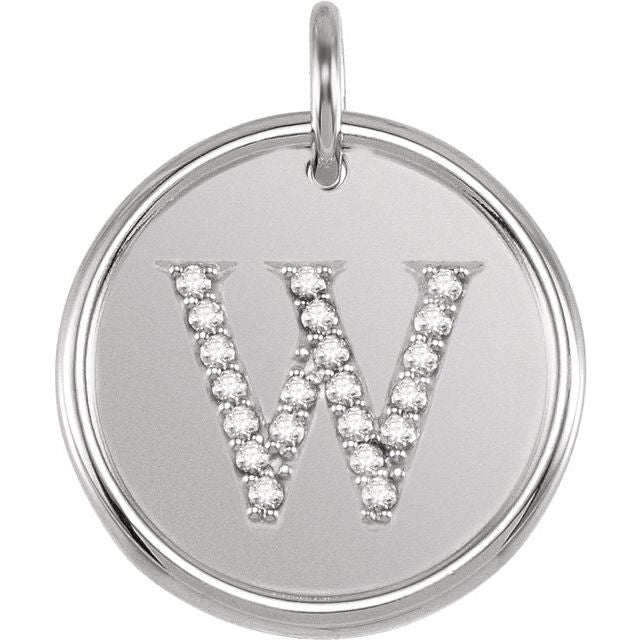 Sterling Silver 1/10 CTW Natural Diamond Posh Mommy? Initial W Pendant