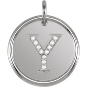 14K White .06 CTW Natural Diamond Posh Mommy? Initial Y Pendant