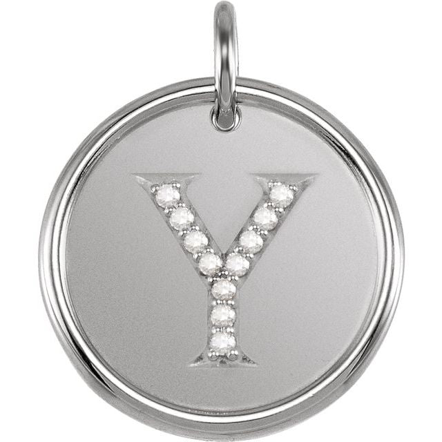 Sterling Silver .06 CTW Natural Diamond Posh Mommy? Initial Y Pendant