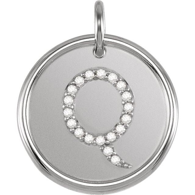 Sterling Silver 1/10 CTW Natural Diamond Posh Mommy? Initial Q Pendant