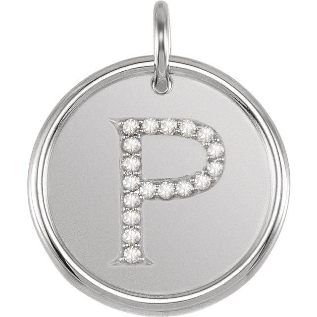Sterling Silver .07 CTW Natural Diamond Posh Mommy? Initial P Pendant