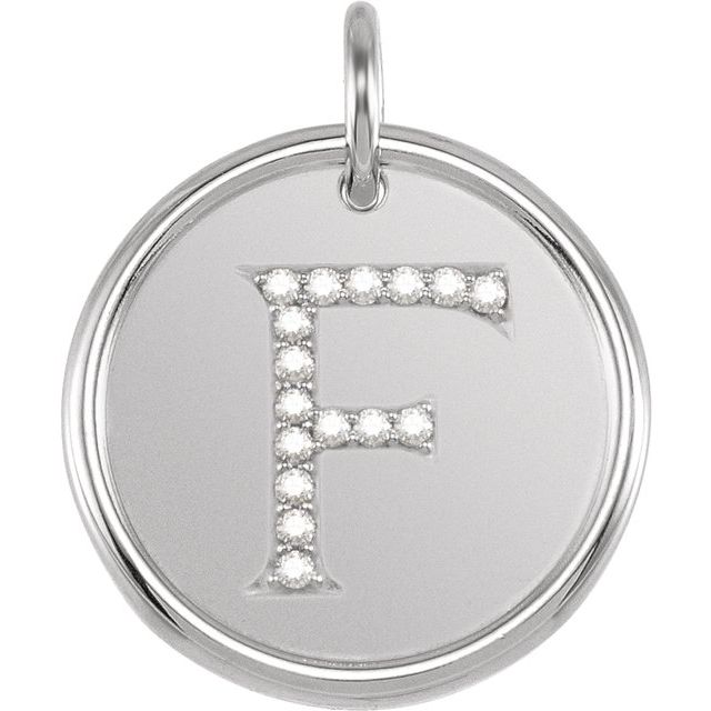 Sterling Silver .08 CTW Natural Diamond Posh Mommy? Initial F Pendant