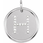 Sterling Silver .07 CTW Natural Diamond Posh Mommy? Initial H Pendant