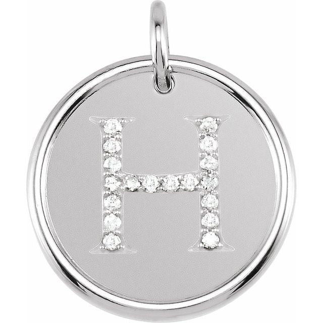 Sterling Silver .07 CTW Natural Diamond Posh Mommy? Initial H Pendant