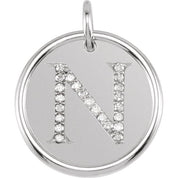 14K White 1/8 CTW Natural Diamond Posh Mommy? Initial N Pendant