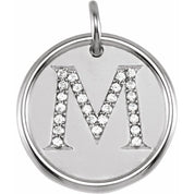 Sterling Silver 1/8 CTW Natural Diamond Posh Mommy? Initial M Pendant