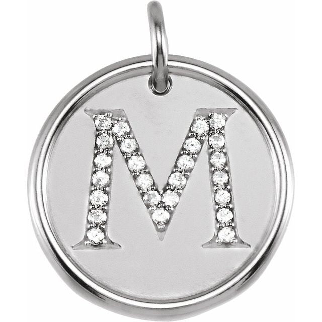 Sterling Silver 1/8 CTW Natural Diamond Posh Mommy? Initial M Pendant