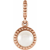 14K Rose Cultured White Freshwater Pearl Pendant