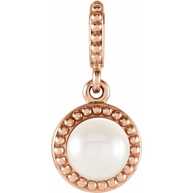 14K Rose Cultured White Freshwater Pearl Pendant