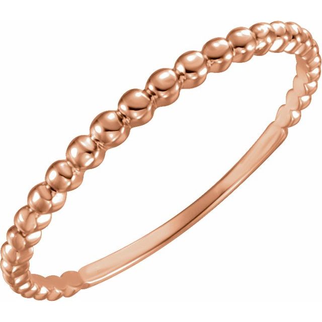 14K Rose Gold Stackable Bead Ring - Elegant Jewelry by Brand Name