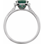 Sterling Silver Lab-Grown Emerald & .01 CTW Natural Diamond Ring