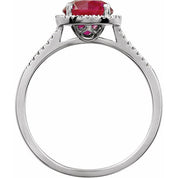 Sterling Silver Lab-Grown Ruby & .01 CTW Natural Diamond Ring