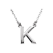 Sterling Silver Block Initial K 16" Necklace