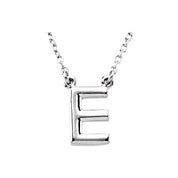 Sterling Silver Block Initial E 16" Necklace